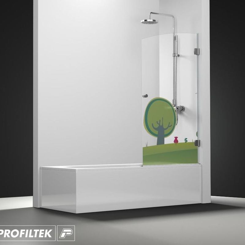 Mampara de baño Profiltek serie Newglass modelo NG-101 decoración Kids