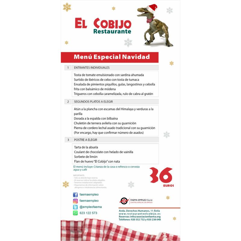 MENÚS DE NAVIDAD: Carta y Menús de Restaurante El Cobijo