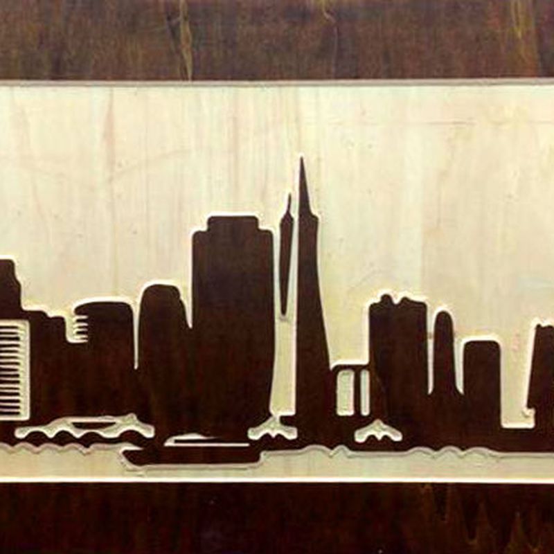 Cuadro de madera 3D con Skyline de San Francisco