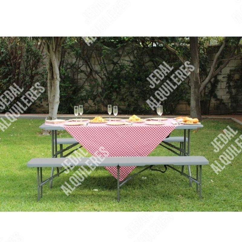 Pack mesa rectangular con 2 bancos plegables: Catálogo de Jedal Alquileres