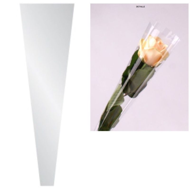 PQTE x100 BOLSAS INDIVIDUALES MODELO "Single Rose" (65x14x5CM)/ BOPP30 TRANSPARENTE REF: G.1954 PRECIO: 5,00€/PQTE
