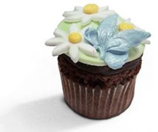 Cupcakes de chocolate con motivos primaverales