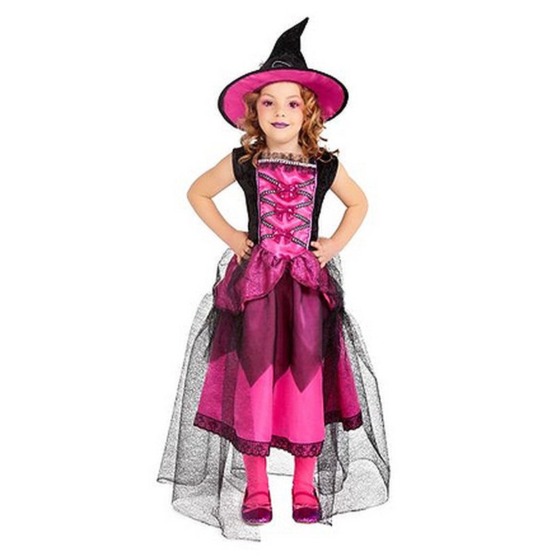 Disfraz bruja chic rosa infantil