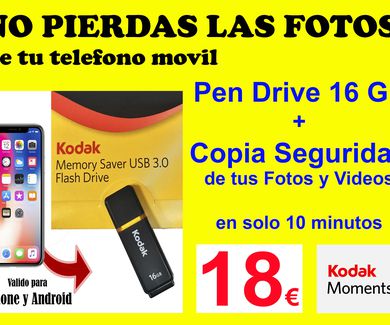 Promoción Teléfono Móvil Pendrive 16 Gb y copia de seguridad de tus fotos y videos 