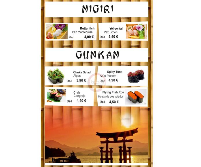 Nigri / Gunkan: Carta y menú de Restaurante Teppanyaki Kazuki }}