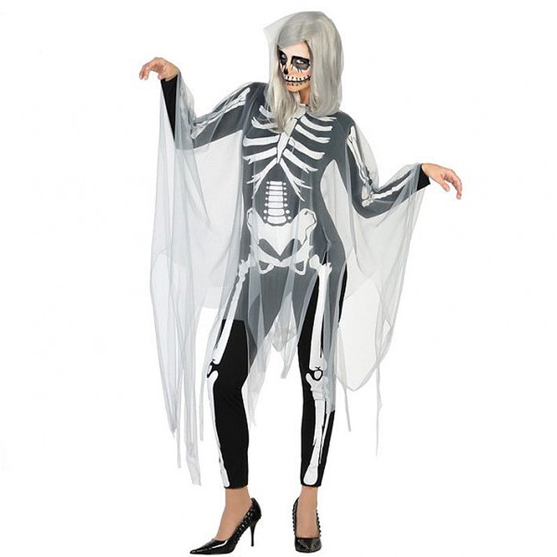 Disfraz esqueleto capa mujer