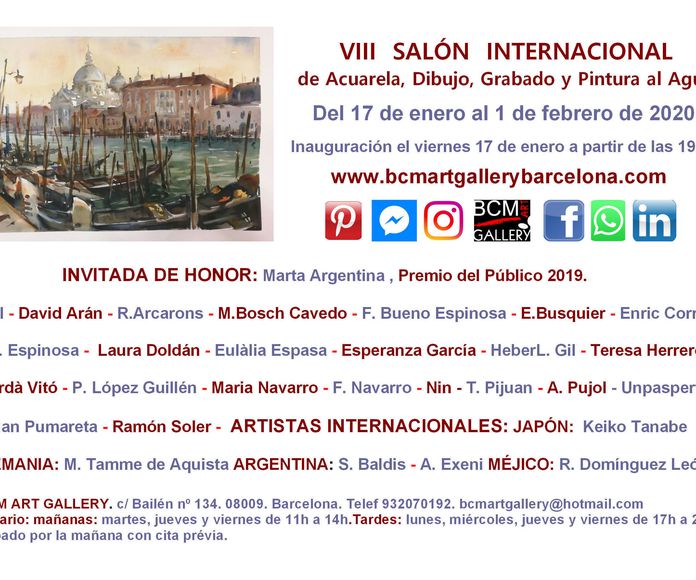 VIII SALÓN DE ACUARELA , DIBUJO, GRABADO Y PINTURA AL AGUA: Exposiciones y artistas de BCM Art Gallery