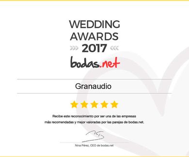 Granaudio ha recibido el galardón Wedding Awards 2017 en la categoría Música