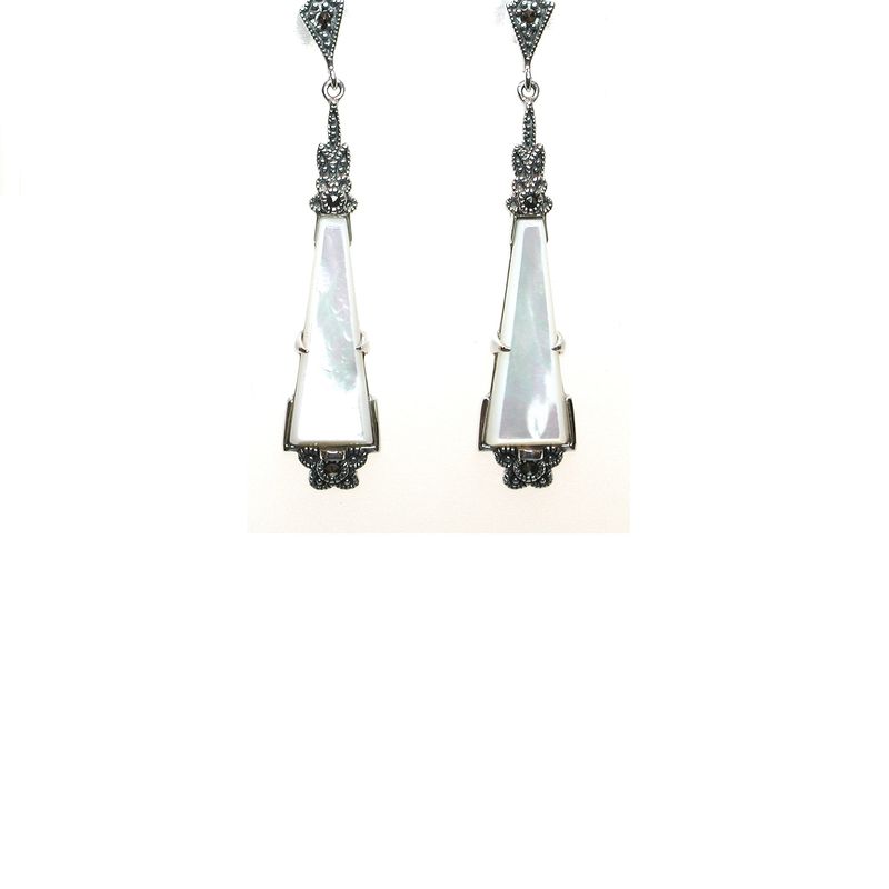 Pendientes de Plata de 1ª Ley, Marcasitas y Nácar. Ref. AP1249/07: Catálogo de Antigua Joyeros