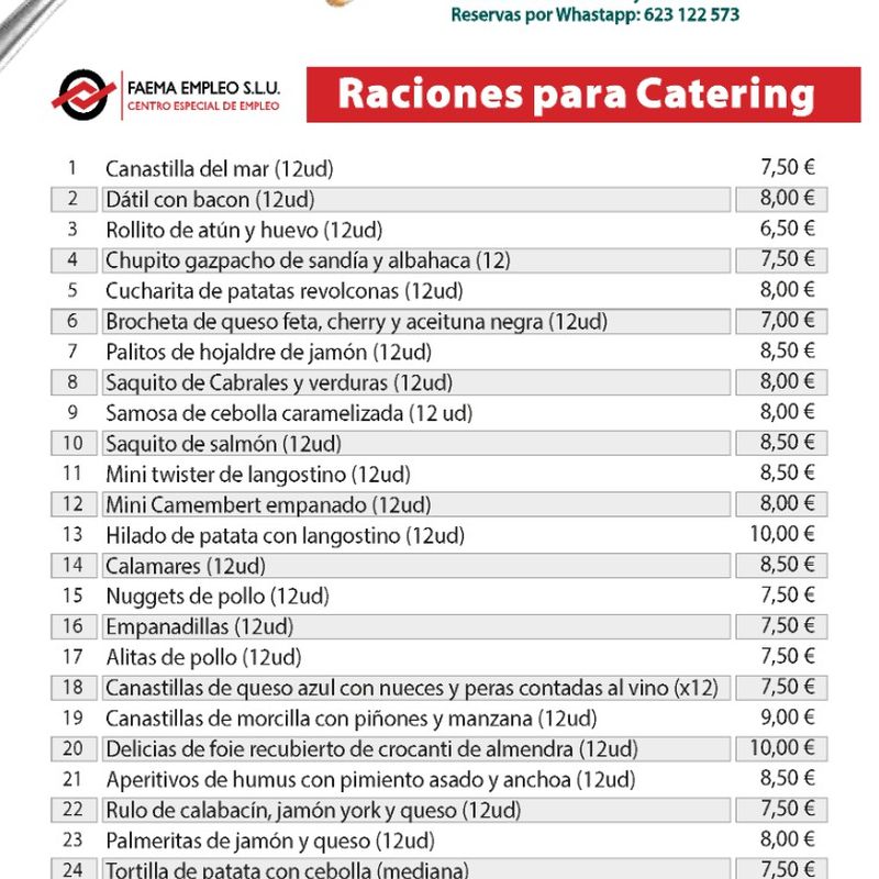 Raciones para catering: Carta y Menús de Restaurante El Cobijo