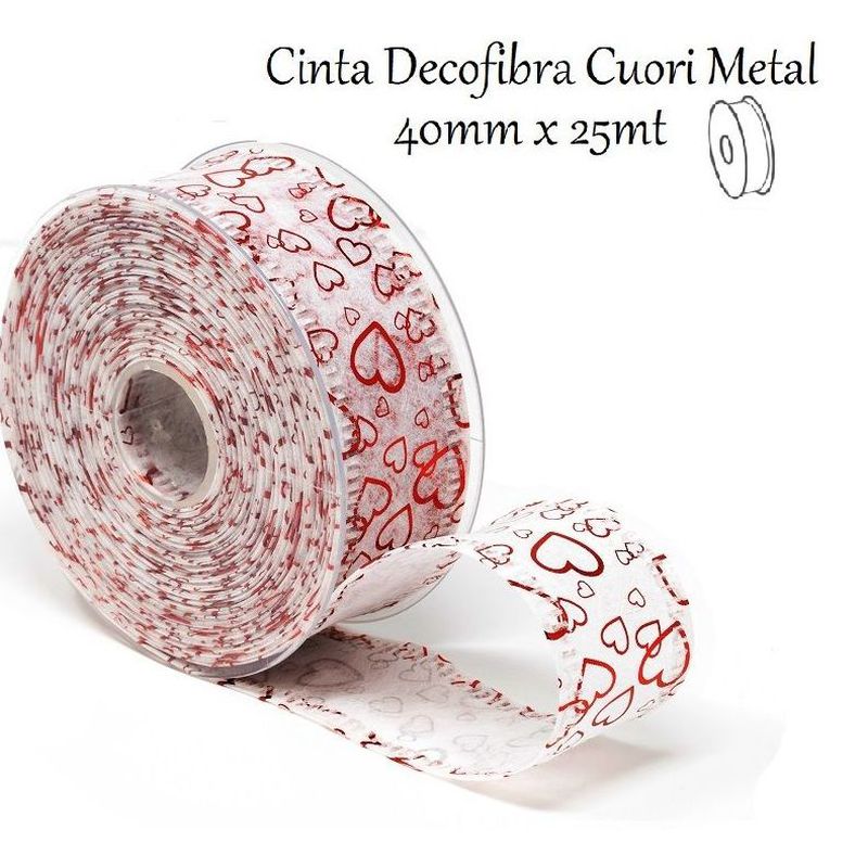 CINTA Decofibra CUORI METAL (40mmx25mt) REF: 921 03 (COL. ROJO) PRECIO: 4,60€