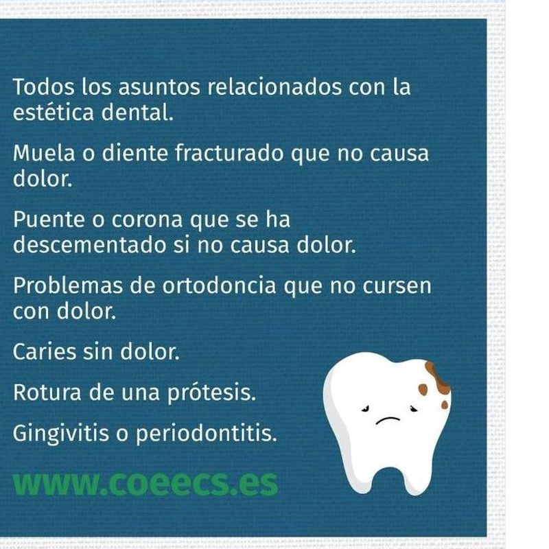 Saber diferenciar cuándo es una urgencia: Servicios   de Clínica Dental Dr. Javier Pérez Martínez N.I.C.A. 27795