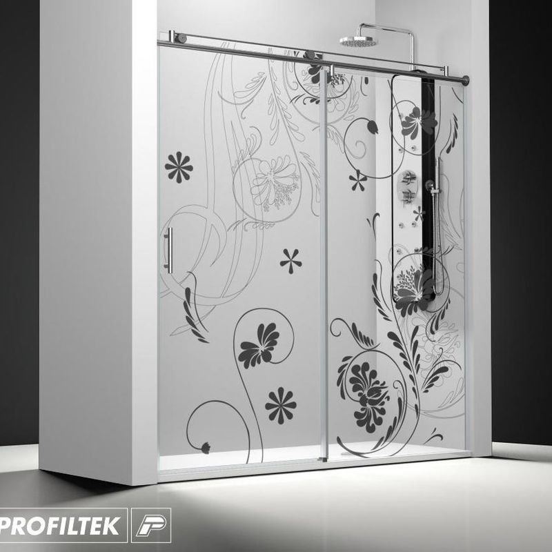 Mampara de baño Profiltek corredera serie Steel modelo ST-210 Classic decoración classic
