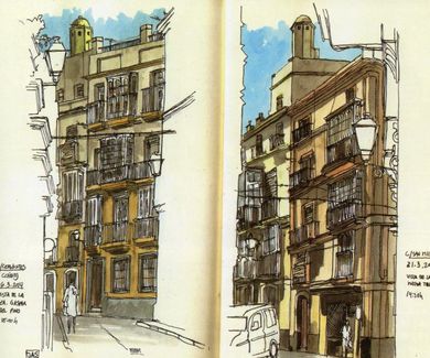 Dentista Cádiz Javier Pérez disfruta con urban sketchers