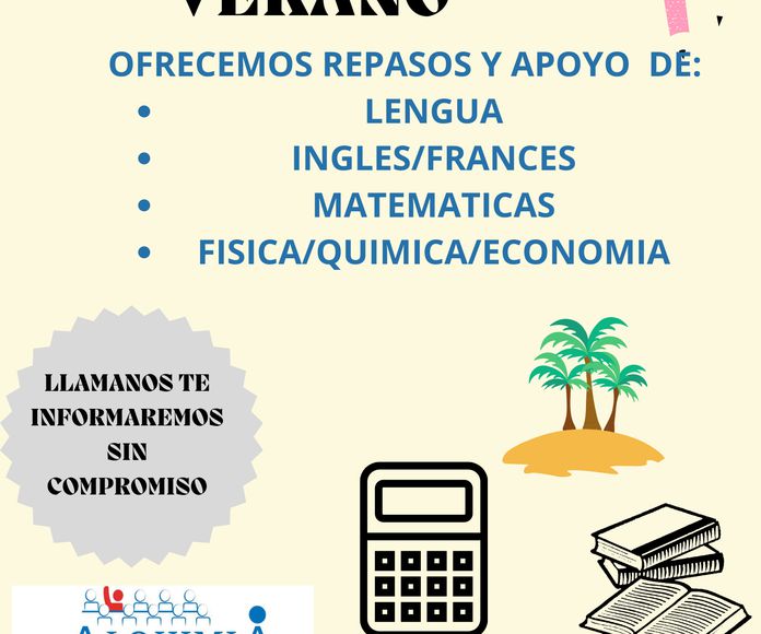 RECUPERACIONES DE VERANO 1º BACHILLER Y REPASOS DE VERANO: NUESTRA OFERTA FORMATIVA de Alquimia
