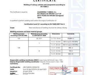 Certificado Llloyd's Register CL1