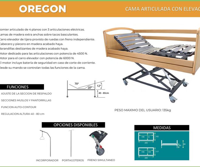 Cama Articulada Oregon: TIENDA ONLINE de Ortopedia La Fama