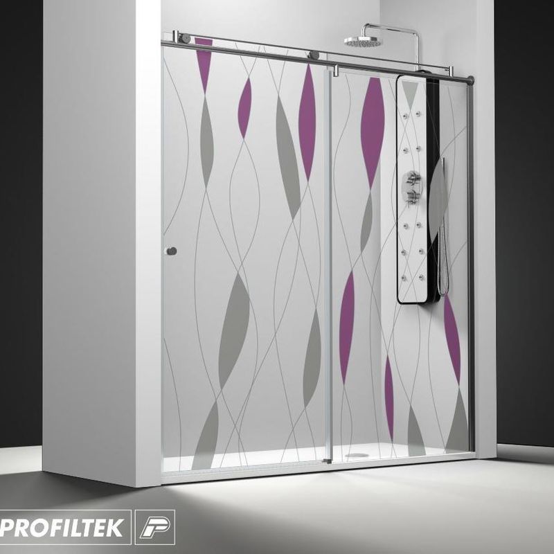 Mampara de baño Profiltek serie Steel modelo ST-210 Light decoración fashion