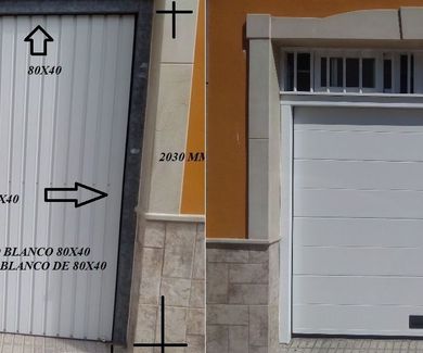 Puerta seccional automática de un canal lisa blanca