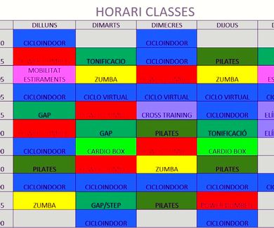 HORARIO CLASES DIRIGIDAS OCTUBRE