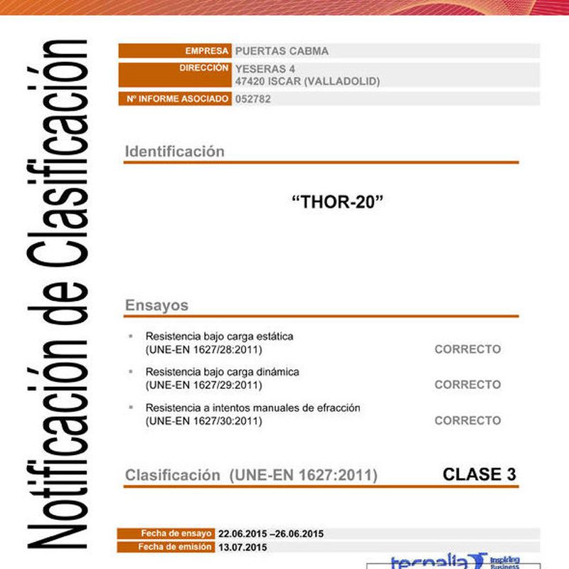 Certificacion de TECNALIA UNE-EN 1627:2011 GRADO3