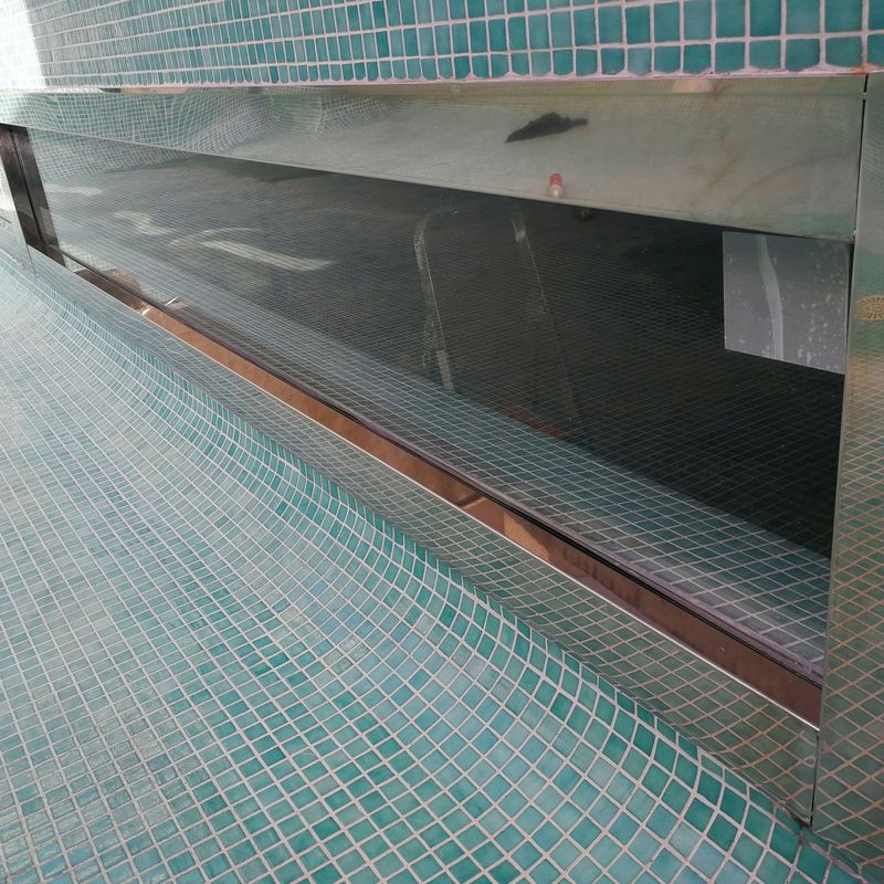 Ventana panorámica para interior de piscina de acero inoxidable y vidrio