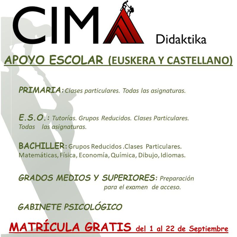 CLASES DE REFUERZO. CURSO 2023-2024: Servicios   de Cima Didaktika