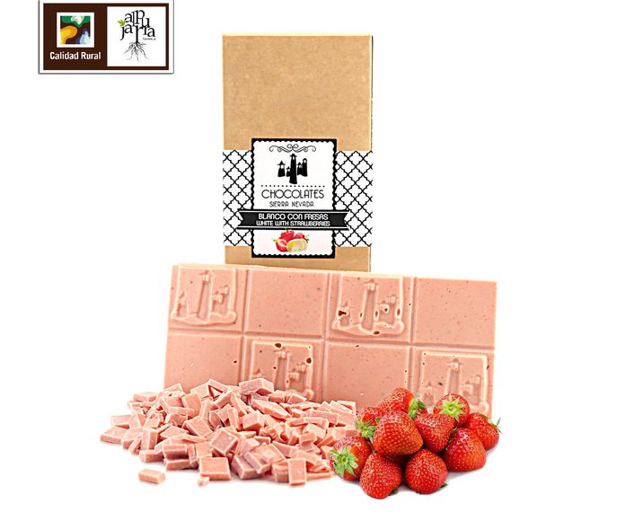 Tableta artesana de chocolate blanco con fresas: Nuestros productos de Chocolates Sierra Nevada