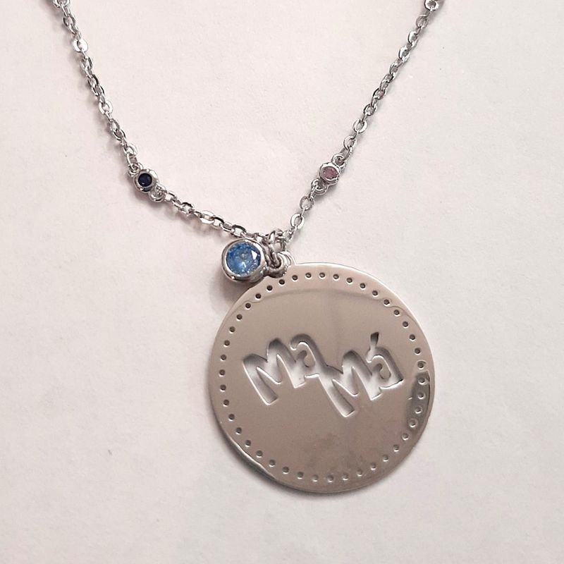 Colgante en plata de ley con mamá  calado y cadena con circonitas: Catálogo de Joyería Izquierdo
