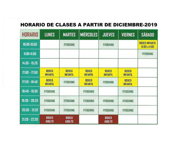 Horario clases: Clases y musculaciÃ³n de FITNESS BOXING GYM