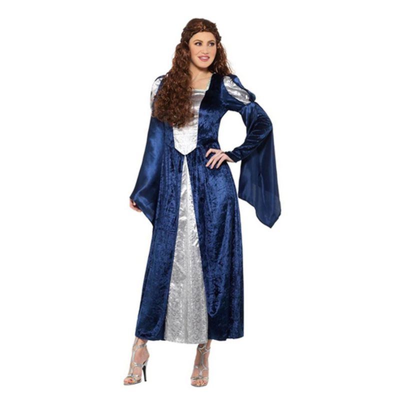 Disfraz dama medieval azul/plata mujer