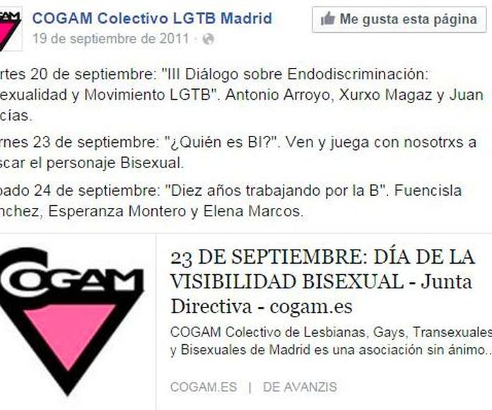 "III Diálogo sobre Endodiscriminación: Bisexualidad y Movimiento LGTB"