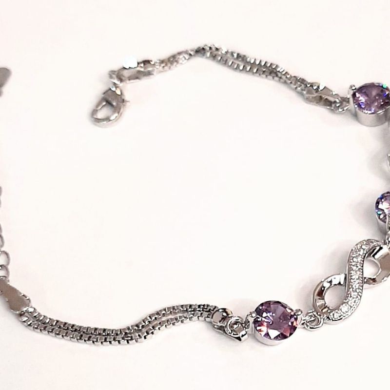 Pulsera en plata de ley, circonitas, acabada en rodio: Catálogo de Joyería Izquierdo