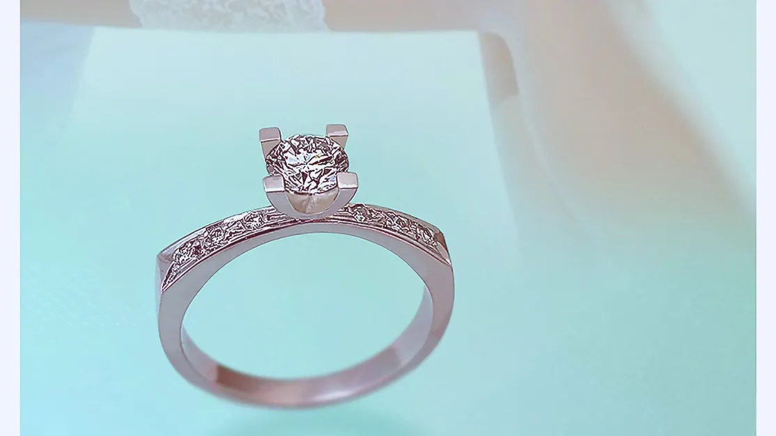 solitario con diamante oro blanco