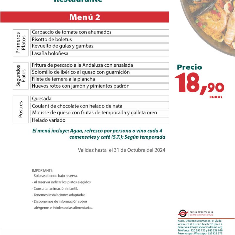 MENÚS FIN DE SEMANA: Carta y Menús de Restaurante El Cobijo
