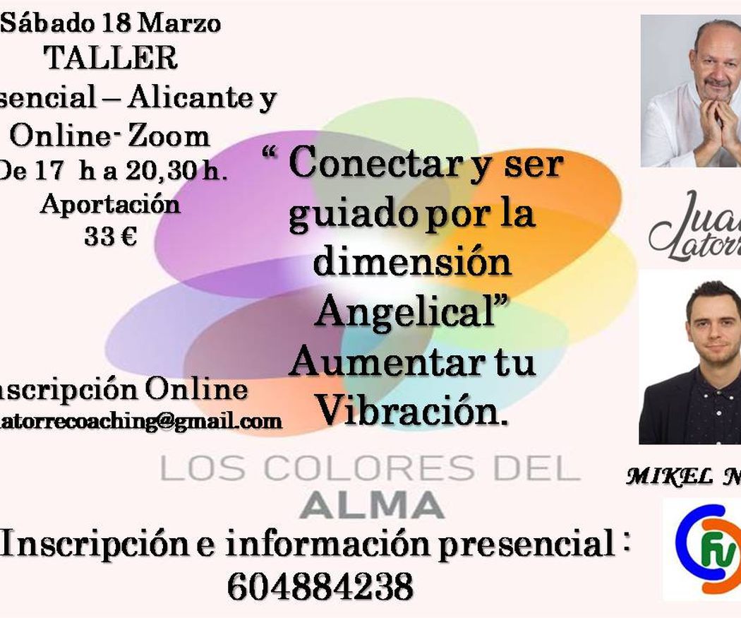 Conectar con los Ángeles ser guiado por la Divinidad Mikel Noris y Juan Latorre online y presencial en Alicante