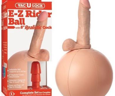 PELOTA INFLABLE CON PENE EZ-RIDER BALL WITH REALISTIC COCK VAC-U-LOCK 8''(59.99€)