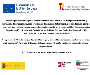 Publicidad de las subvenciones percibidas en el marco del plan de recuperación, transformación y resiliencia, financiado por la Unión Europea (NEXT GENERATION UE)