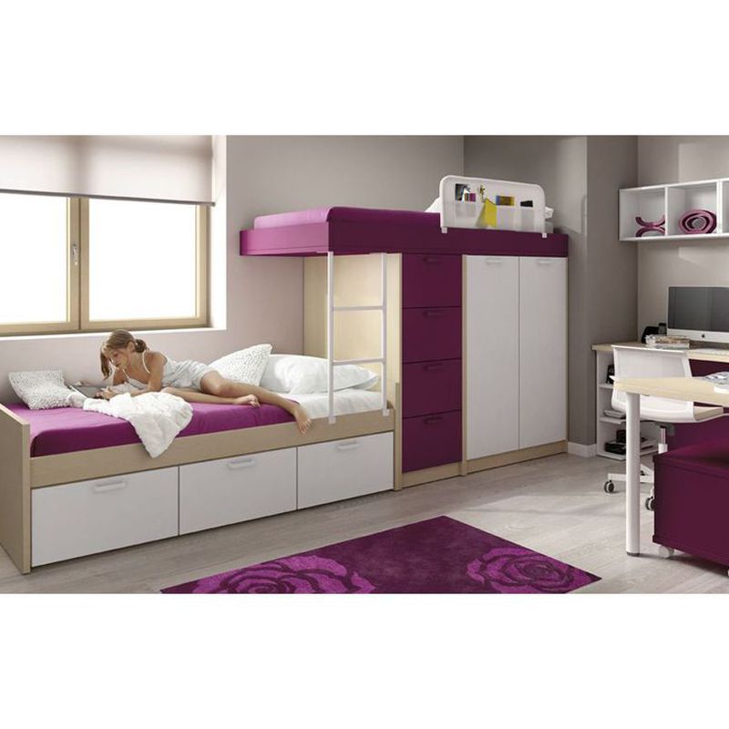Muebles tipo tren para niñas/chicas. Mezcle color violeta con blanco y dele