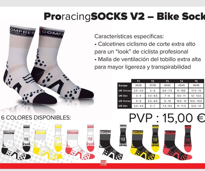 Calcetín tecnico pro racing socks v2 - bike sock: TIENDA ONLINE de Ortopedia La Fama