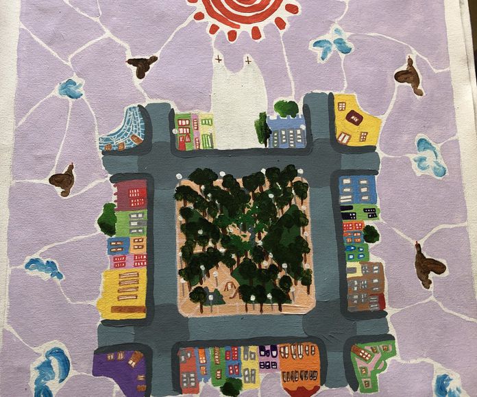 Plaza Artigas de San Carlos. acrilico/tela.47x35cm. 300€.