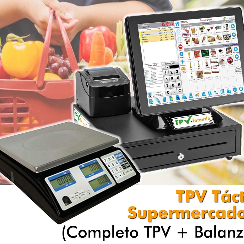 TPV Táctil 15" Supermercado + Balanza