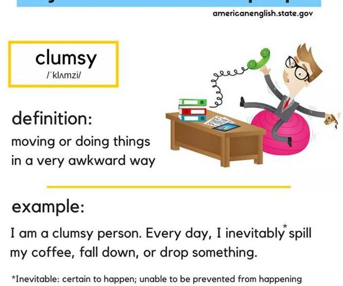 Adjectives to describe people:clumsy }}
