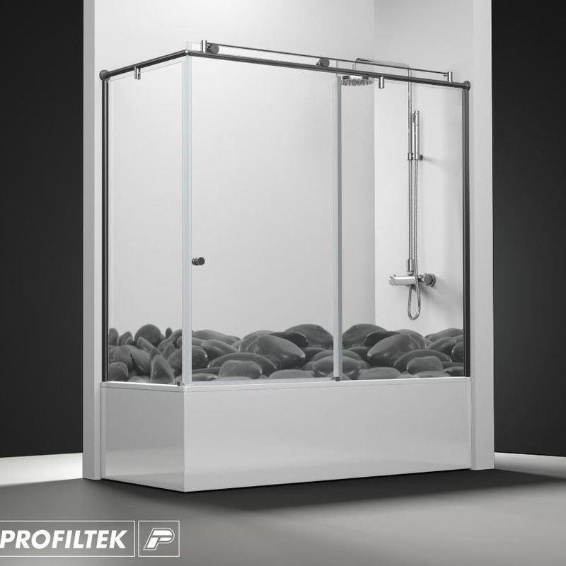 Mampara de baño Profiltek serie Steel modelo ST-101 Light decoración Zen