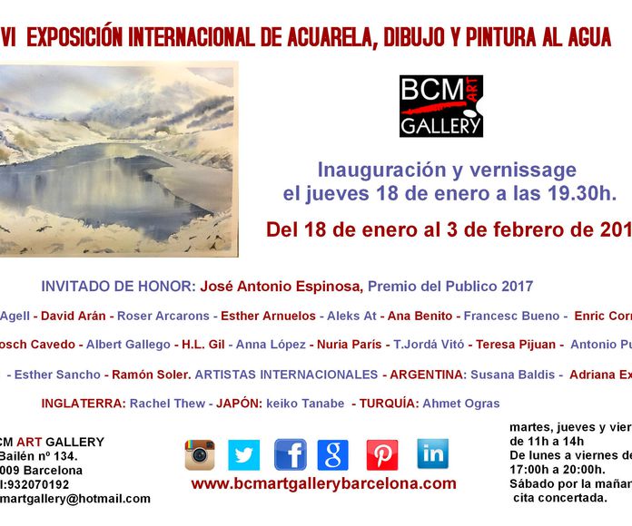 VI EXPOSICIÓN INTERNACIONAL DE ACUARELA, DIBUJO Y PINTURA AL AGUA: Exposiciones y artistas de BCM Art Gallery }}