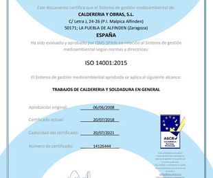 Certificado ISO QMS 14001
