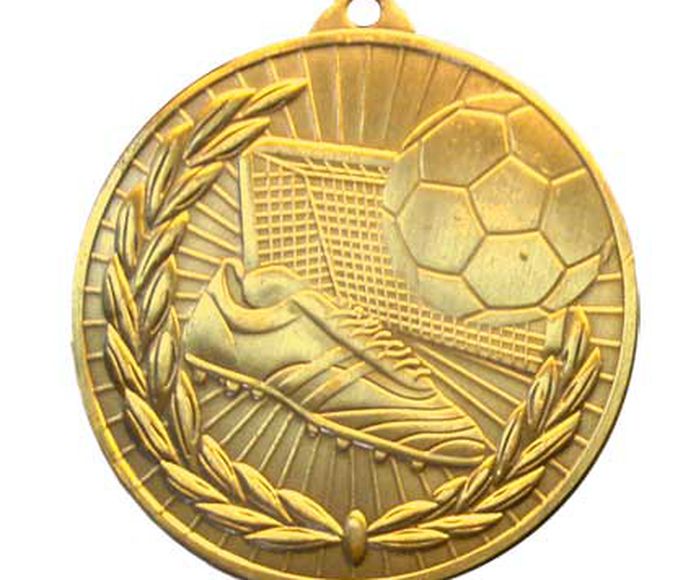 Medalla de fútbol 50mm oro brillo 