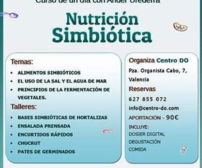 CURSO TEÓRICO PRÁCTICO DE NUTRICIÓN SIMBIÓTICA DE UN DÍA; sábado 29 de septiembre-2018