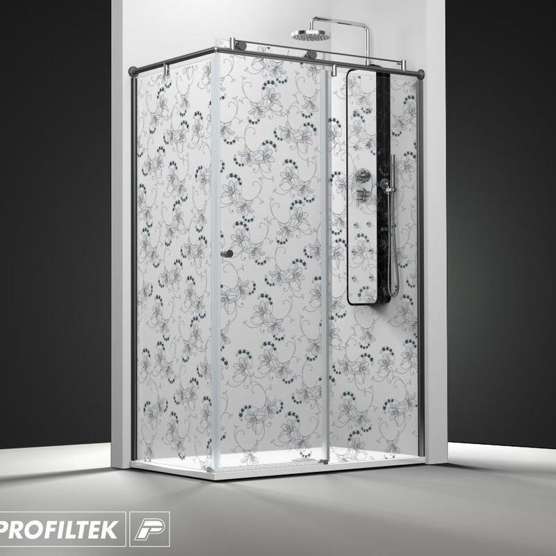 Mampara de baño Profiltek serie Steel modelo ST-201 Light decoración classic