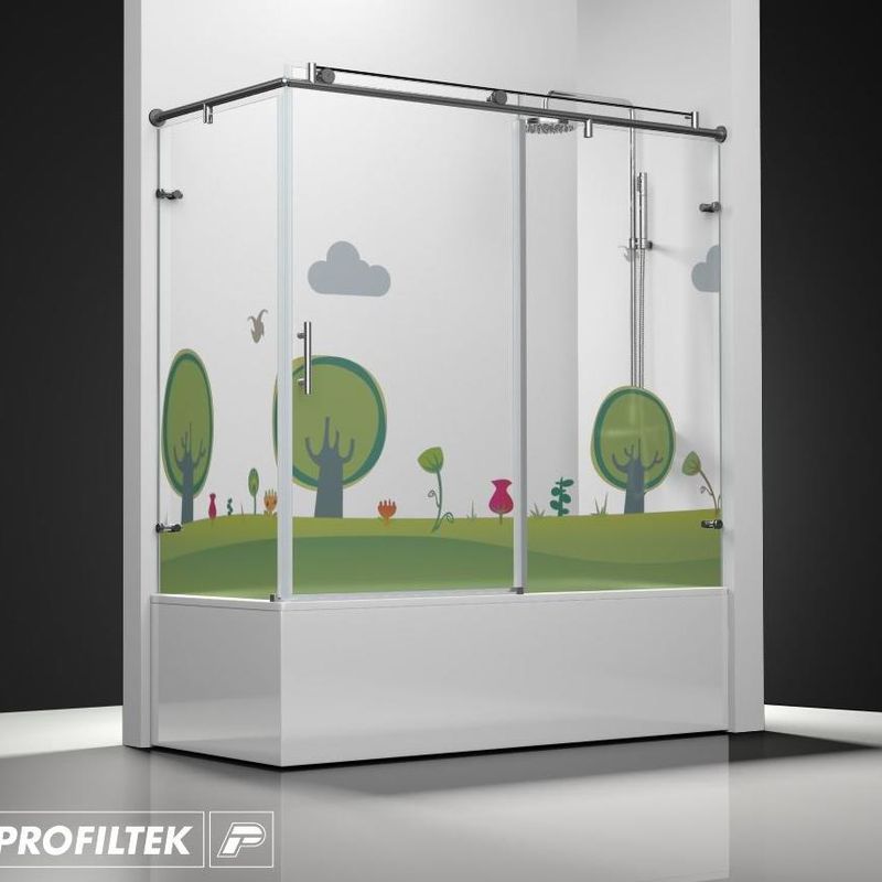 Mampara de baño Profiltek serie Steel mod. ST-101 Classic decoración kids
